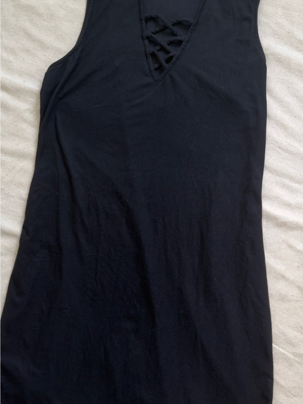 Derek Heart Black V-Neck Lace-Up Tank Top